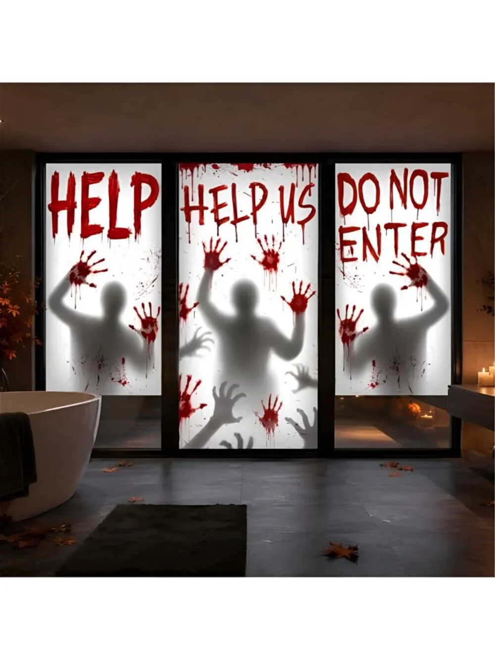 Halloween Decorations Door Cover Halloween Window Decorations 6Pcs Scary Window
